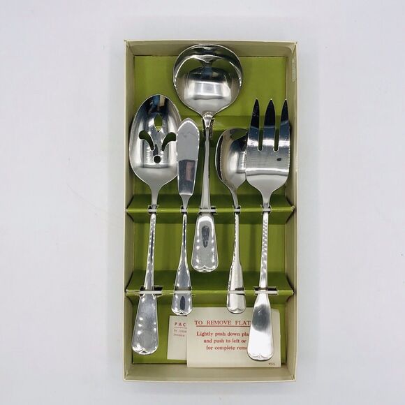 Oneida Deluxe Stainless 5 Piece Hostess Set Original Box PROFILE - Picture 1 of 3